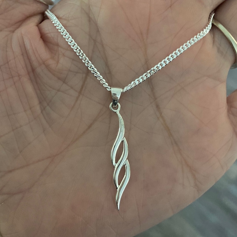 Sterling Silver Double Twist Dangle Necklace - image 7